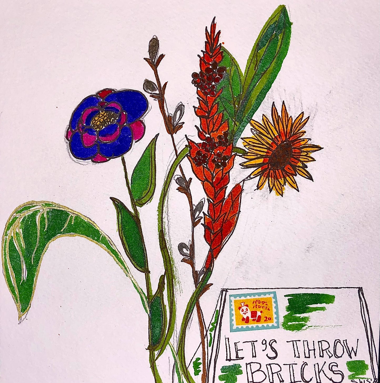 Aggressively Supportive Flowers - Original Art